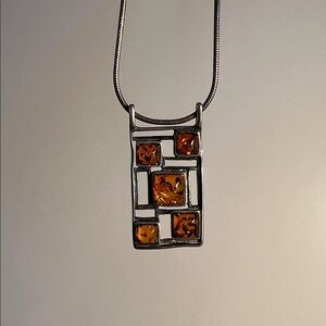 Vintage Baltic Amber Pendant Necklace